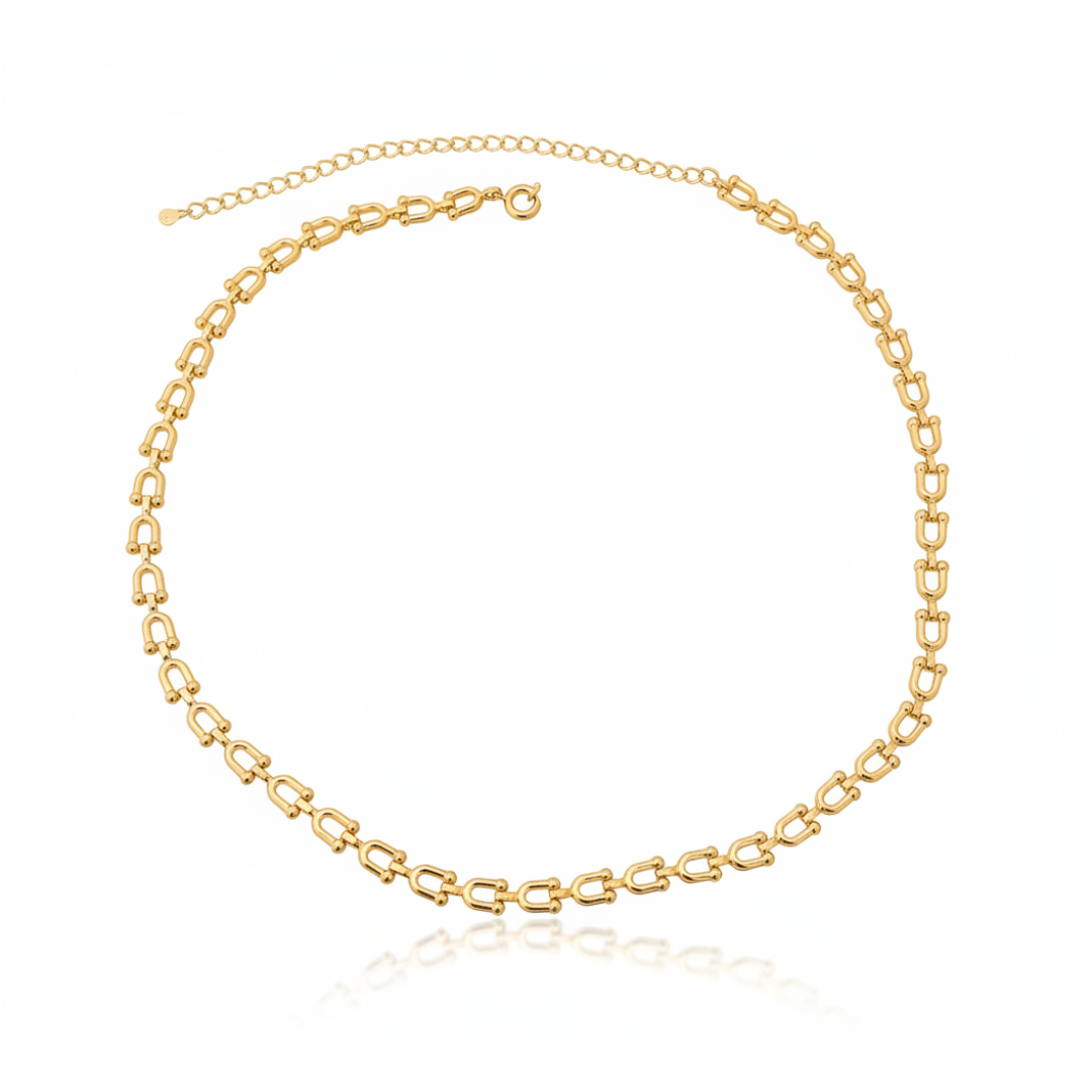 Colar choker com mini ferradurinhas